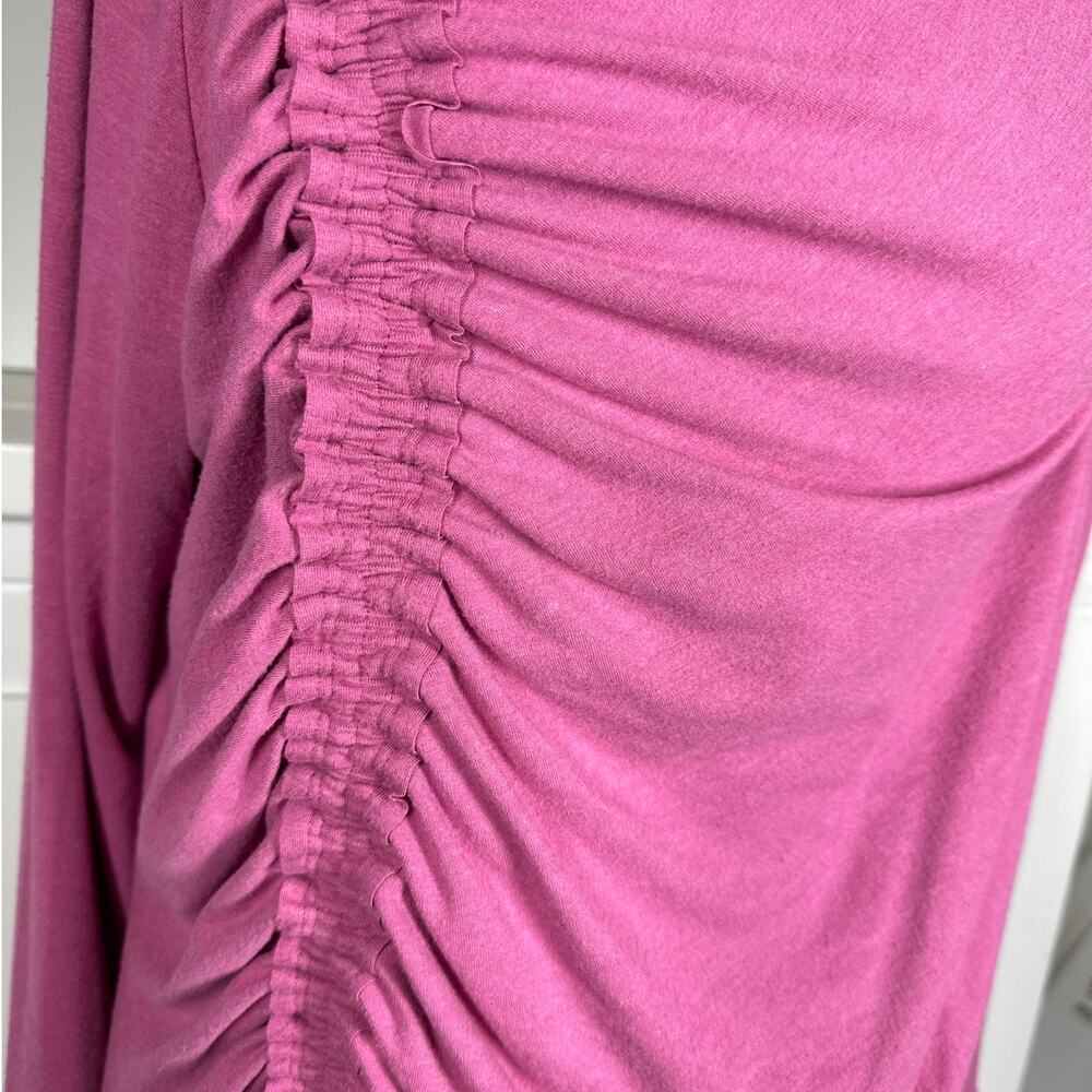 Daily Practice by Anthropologie Ruched Midi Dress Pink Jersey Knit Sz 1X Casual - Picture 4 of 11